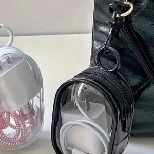 Clear Zippered Mini Clip-on Bag - Black OR White Trim